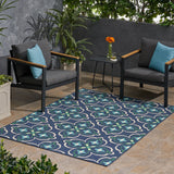 Outdoor Medallion Area Rug, Blue and Green - NH365803
