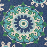Outdoor Medallion Area Rug, Navy and Green - NH765803