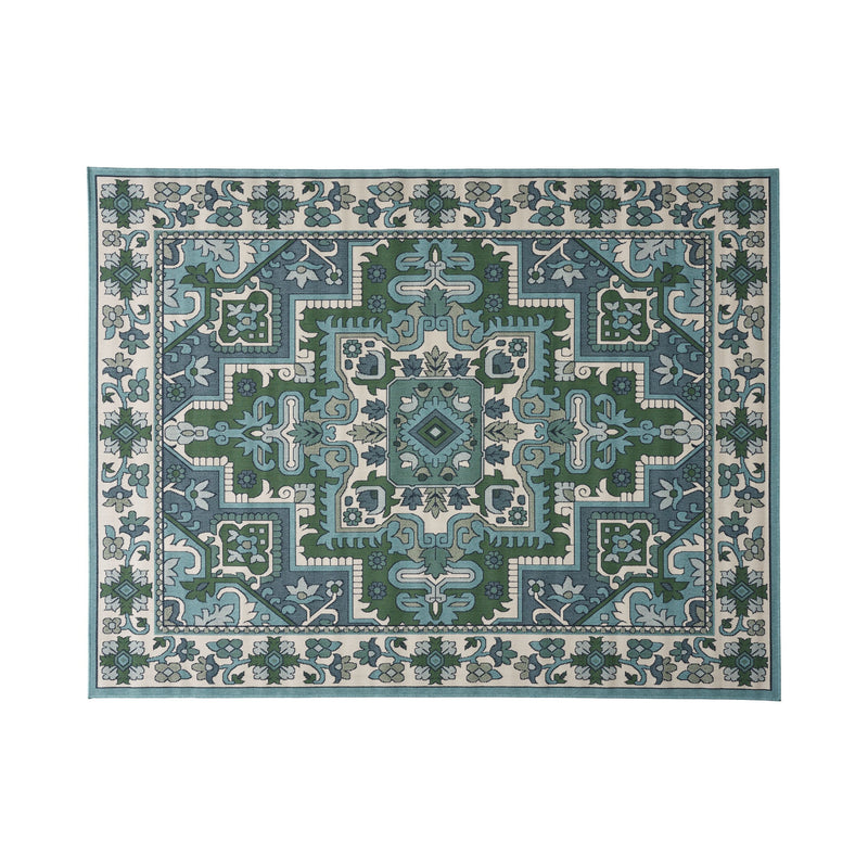 Outdoor Oriental Area Rug, Ivory and Blue - NH185803