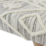 Handcrafted Boho Rectangular Wool & Fabric Bench - NH782113