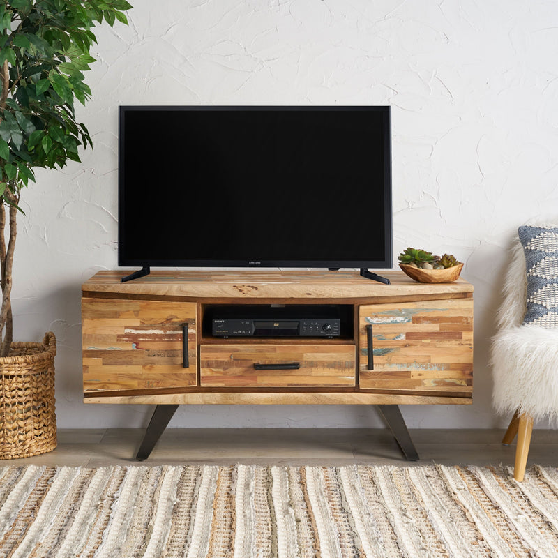 Handcrafted Boho Reclaimed Wood TV Stand - NH700113