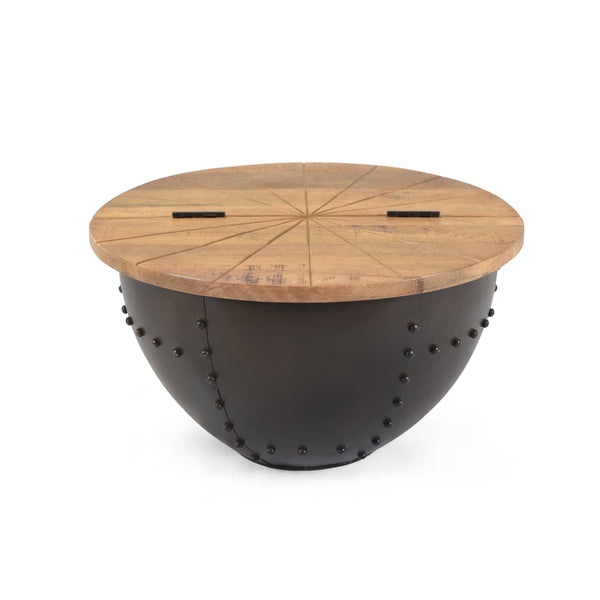Handcrafted Boho Mango Wood and Iron Coffee Table - NH129013