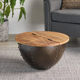 Handcrafted Modern Industrial Mango Wood and Iron Coffee Table - NH900113