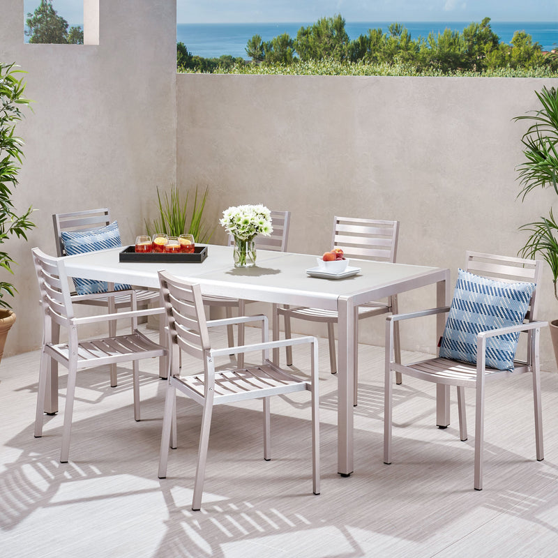 Outdoor Modern 6 Seater Aluminum Dining Set - NH168013
