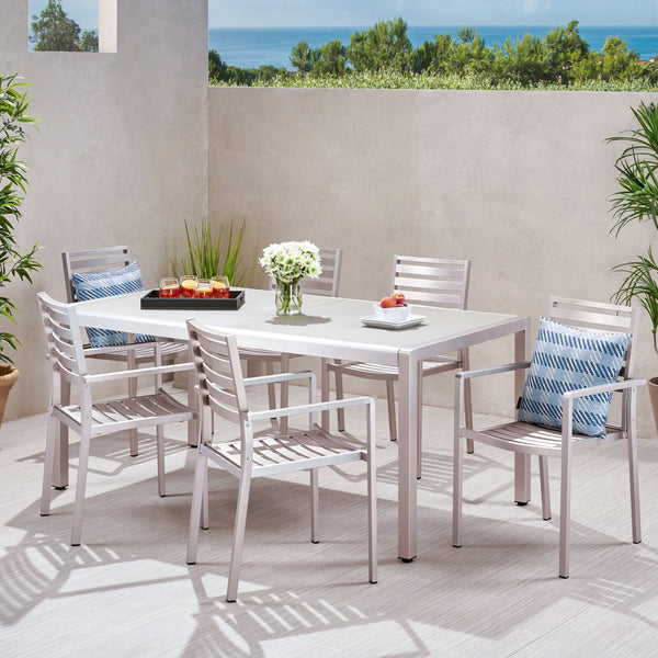 Outdoor Modern 6 Seater Aluminum Dining Set - NH168013