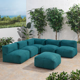 Outdoor Contemporary Fabric 5 Seater Bean Bag Sectional with Ottoman - NH032113