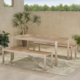 Outdoor Modern Aluminum Picnic Dining Set with Dining Benches - NH359013
