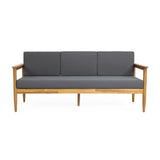 Outdoor Acacia Wood 3 Seater Sofa - NH875313