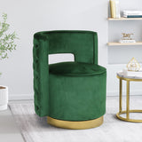 Modern Glam Round Open Back Velvet Swivel Club Chair - NH228413