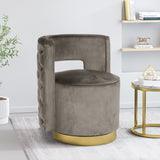 Modern Glam Round Open Back Velvet Swivel Club Chair - NH228413