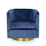 Modern Glam Channel Stitch Velvet Swivel Club Chair - NH728413