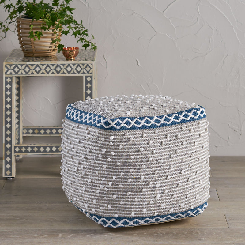 Hand-Crafted Cotton Cube Pouf - NH281213