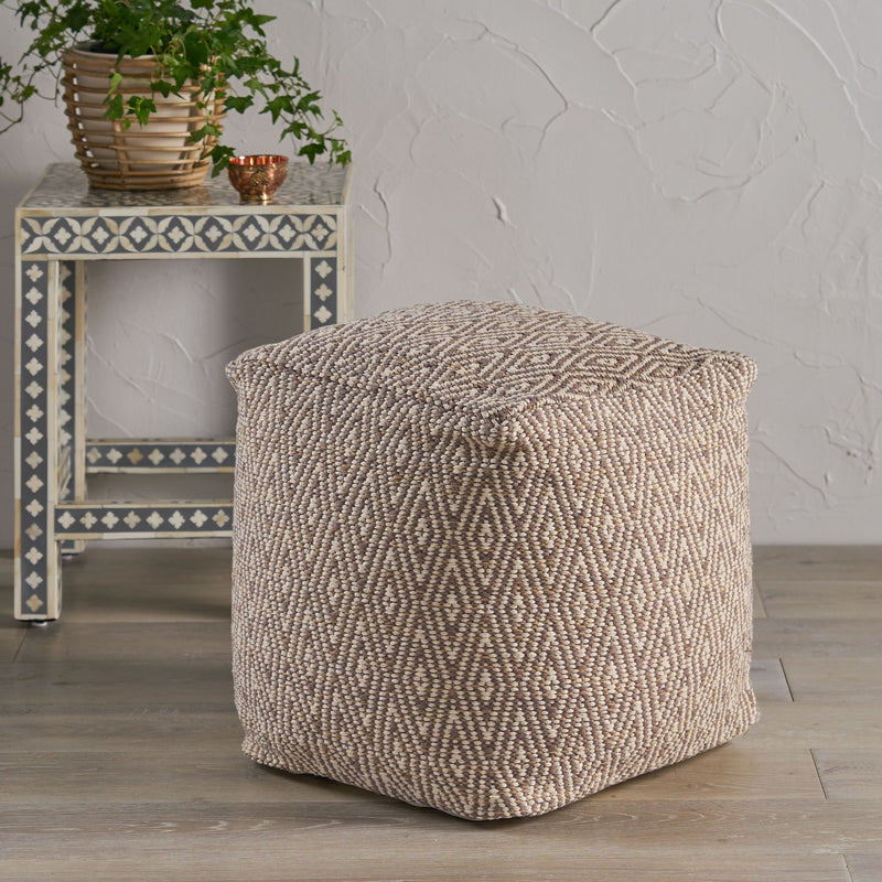 Hand-Crafted Cotton Cube Pouf - NH381213
