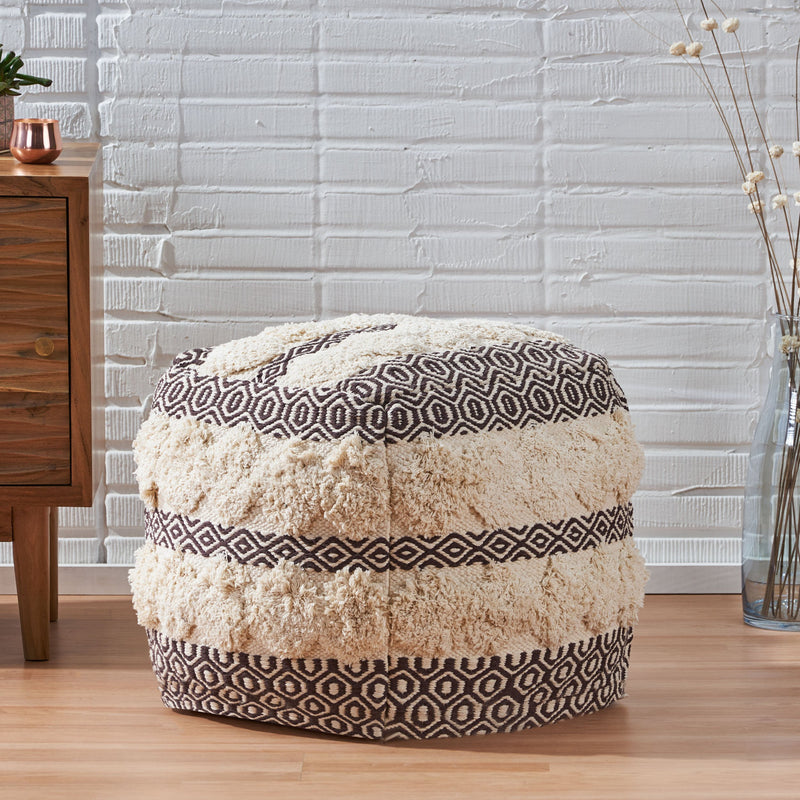 Hand Woven Fabric Cube Pouf - NH606213
