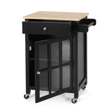 Contemporary Glass Paneled Kitchen Cart - NH693413