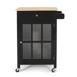 Contemporary Glass Paneled Kitchen Cart - NH693413