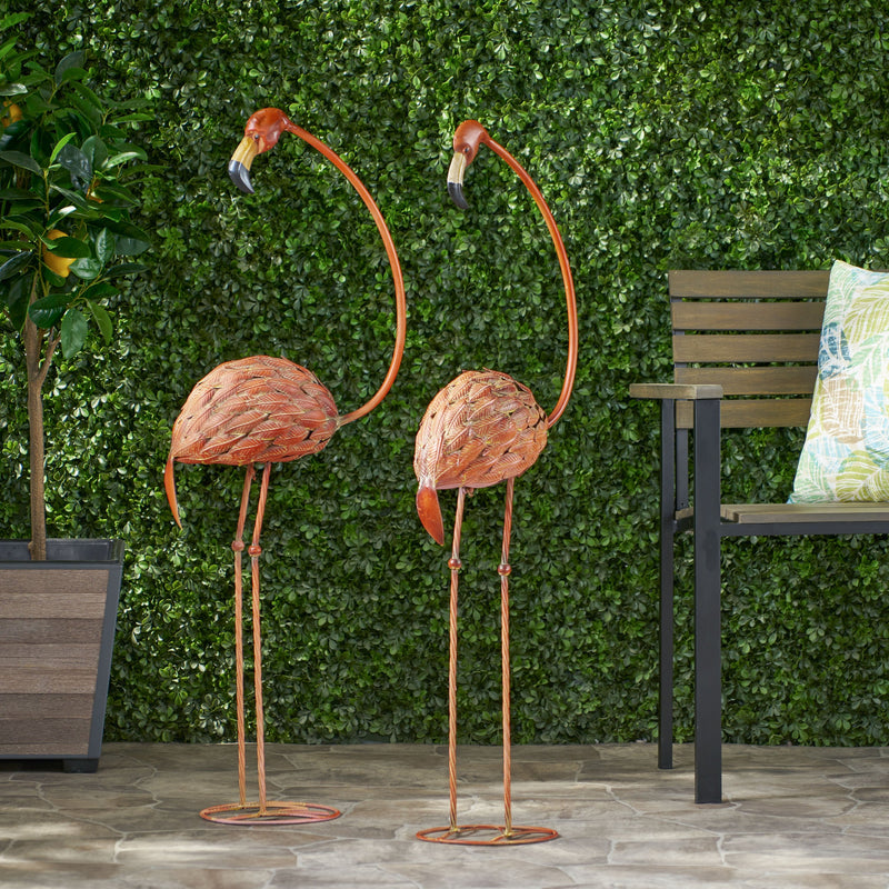 Outdoor Flamingo Garden Art Decor (Set of 2) - NH677213