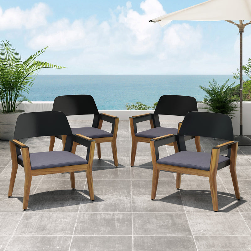 Outdoor Acacia Wood Club Chairs with Cushion (Set of 4) - NH958213