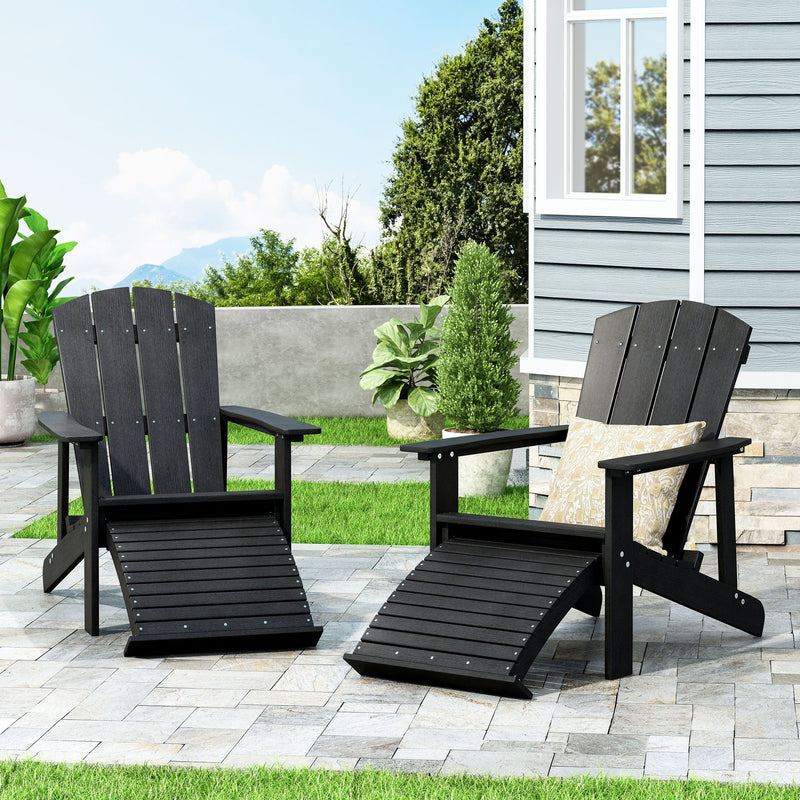 Outdoor Wood Adirondack Chair With Footrest - NH528213