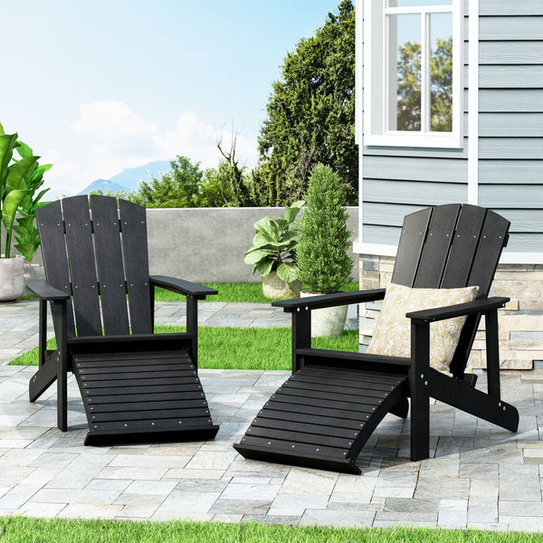 Outdoor Wood Adirondack Chair With Footrest - NH528213