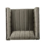 Contemporary Channel Stitch Velvet Club Chair - NH067213