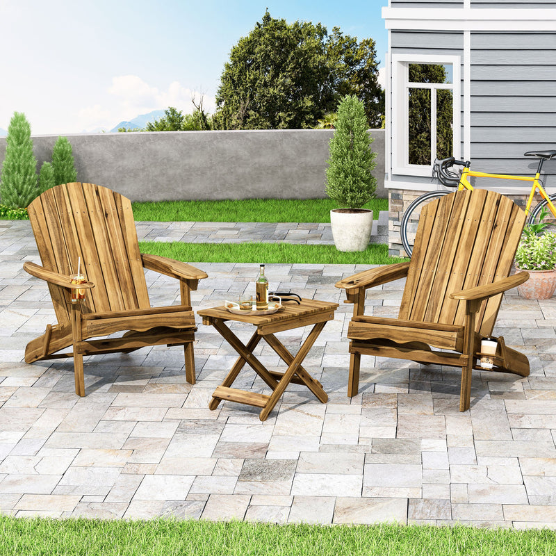 Outdoor Acacia Wood 2 Seater Folding Chat Set - NH358213