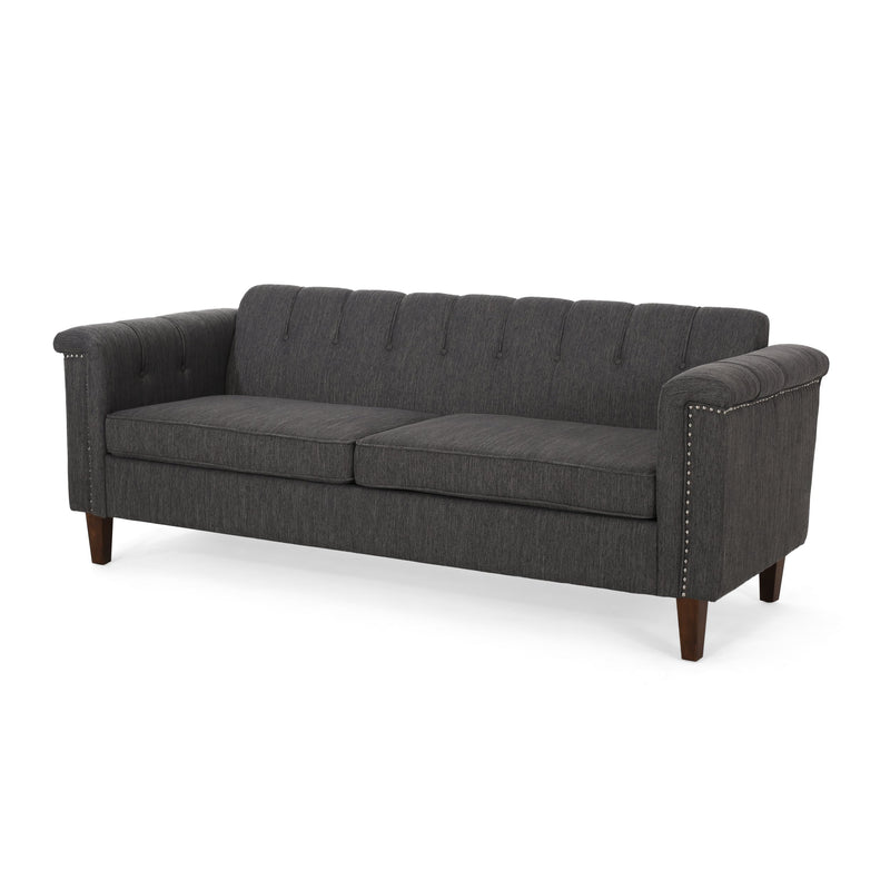 Contemporary Channel Stitch Fabric 3 Seater Sofa - NH328213
