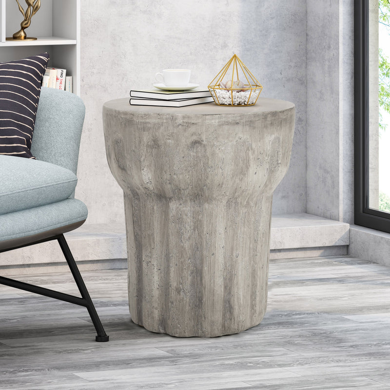 Contemporary Lightweight Concrete Accent Side Table - NH477213
