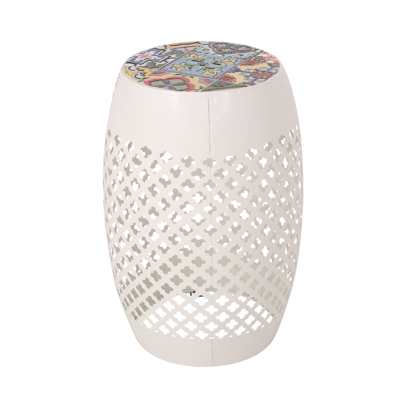 Lace Cut Side Table with Tile Top - NH750313