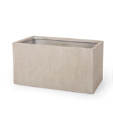 Outdoor Modern Cast Stone Rectangular Planters (Set of 2) - NH713313