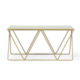 Modern Glam Handcrafted Marble Top Coffee Table - NH037413