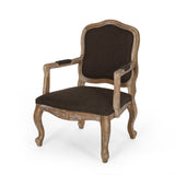 French Country Wood Upholstered Dining Armchair - NH581513