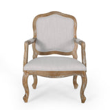 French Country Wood Upholstered Dining Armchair - NH581513