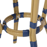Outdoor Aluminum French Bistro Set, Navy Blue, White, and Bamboo Finish - NH254413