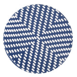 Outdoor Aluminum French Bistro Set, Navy Blue, White, and Bamboo Finish - NH254413