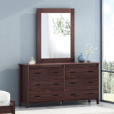 Contemporary 6 Drawer Vanity Dresser with Rectangular Mirror - NH319413