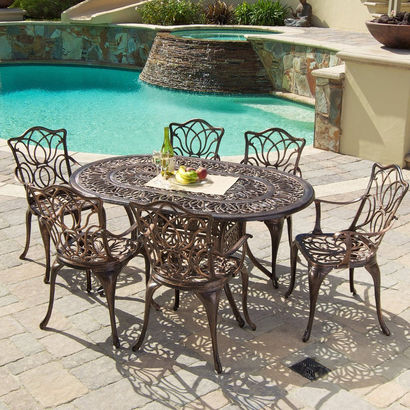 Outdoor 7pc Cast Aluminum Dining Set - NH884032