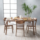 Fabric/ Natural Walnut Finish 60-inch Rectangular 5 Piece Dining Set - NH382992