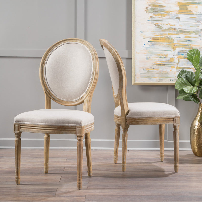 French Country Upholstered Weathered Wood Dining Chair (Set of 2) - NH852003