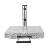 Outdoor Natural Grey Granite and Stainless Steel Umbrella Base - NH873003
