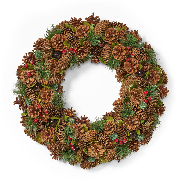 18.5" Pine Cone and Glitter Unlit Artificial Christmas Wreath - NH366313