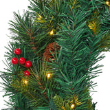 24" Mixed Pine Pre-Lit Warm White LED Artificial Christmas Wreath with Berries - NH435313