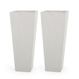 Outdoor Modern Cast Stone Planters (Set of 2) - NH147413