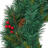 24" Mixed Pine Pre-Lit Warm White LED Artificial Christmas Wreath with Berries - NH435313