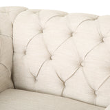 Chesterfield Tufted Fabric Club Chair with Nailhead Trim - NH646513