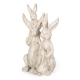 Outdoor Rabbit Family Garden Statue, White - NH399413
