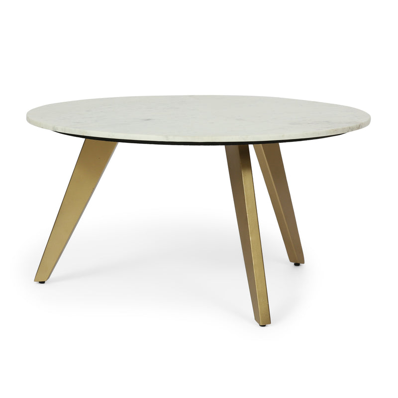 Modern Glam Handcrafted Marble Top Coffee Table - NH058413