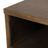 Contemporary End Table with Storage, Walnut, Natural, and Black - NH592513