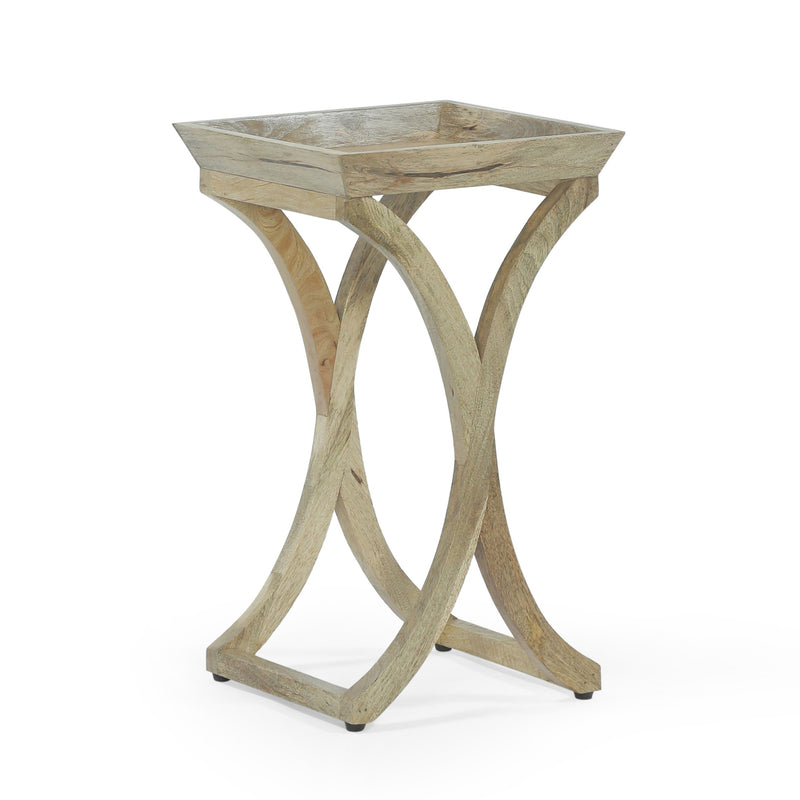 Rustic Handcrafted Mango Wood Side Table, Natural - NH858413