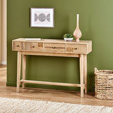 Boho Handcrafted 4 Drawer Console Table, Natural - NH033413